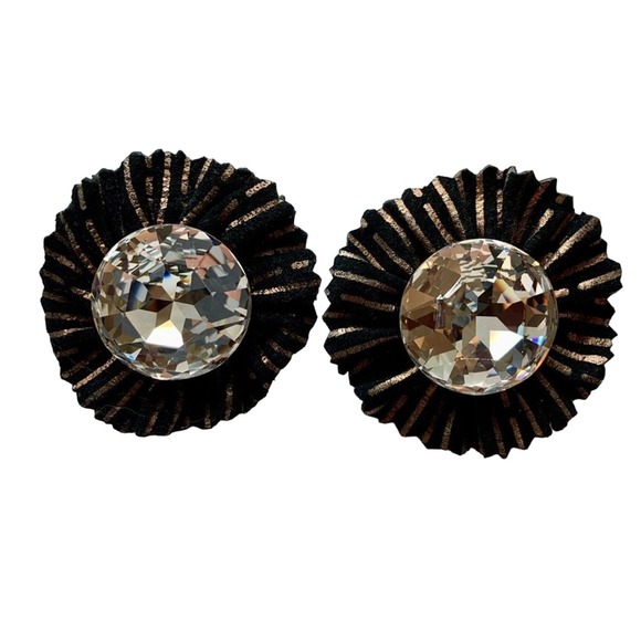 Vintage 80s Large Glamorous Vintage Rhinestone Earrings - Picture 1 of 2